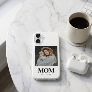 Mum Established Black Typography Photo Gift iPhone 16 Case