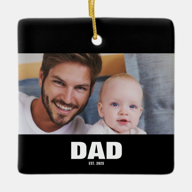 Mum Established Black White Bold Photo Ceramic Ornament (Front)
