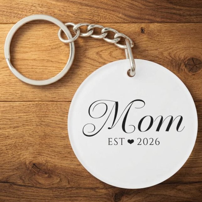 Mum Established Black White New Mum Gift Key Ring (Creator Uploaded)