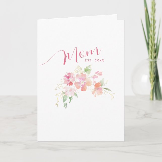 Mum Established Blush Pink Floral Mother's Day Card (Front)