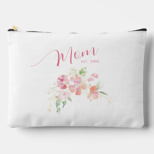 Mum Established Blush Pink Floral Watercolor Accessory Pouch