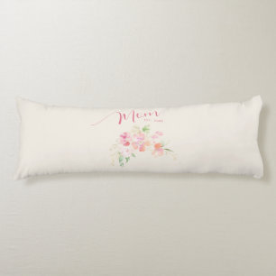 Mum Established Blush Pink Floral Watercolor Beige Body Cushion
