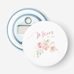 Mum Established Blush Pink Floral Watercolor Bottle Opener