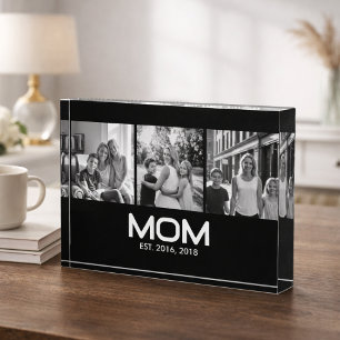 Mum Established Bold Black 3 Photo Block