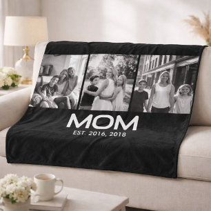 Mum Established Bold Black 3 Photo  Fleece Blanket