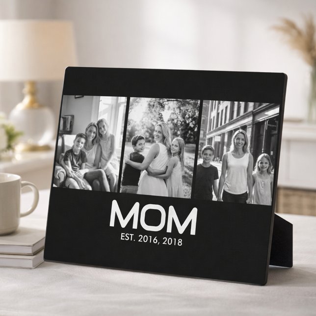 Mum Established Bold Black 3 Photo  Plaque (Creator Uploaded)