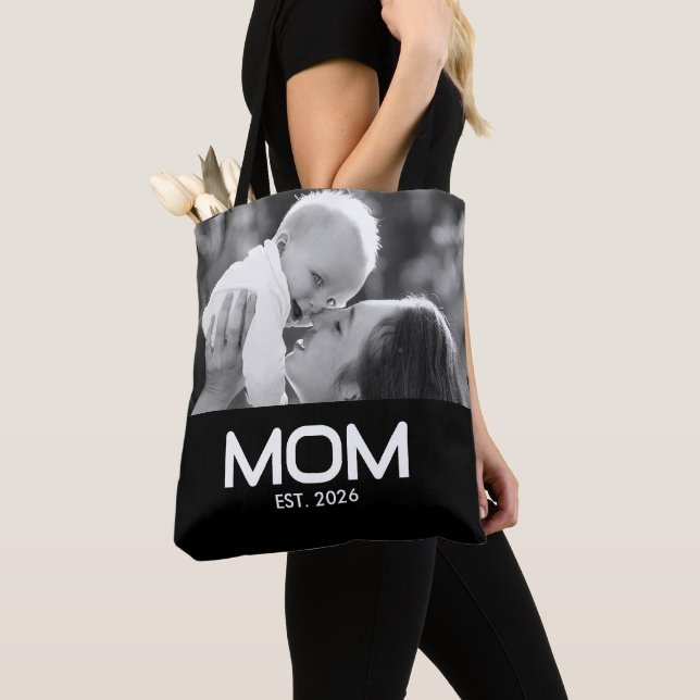 Mum Established Bold Black Photo Tote Bag (Close Up)