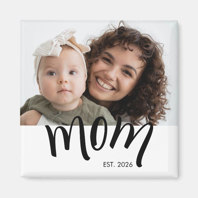 Mum Established Caps Black Custom Year New Mama Magnet (Front)