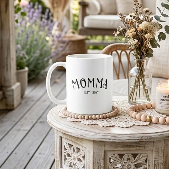 Mum Established Chic Black White New Mum Gift Coffee Mug (Creator Uploaded)