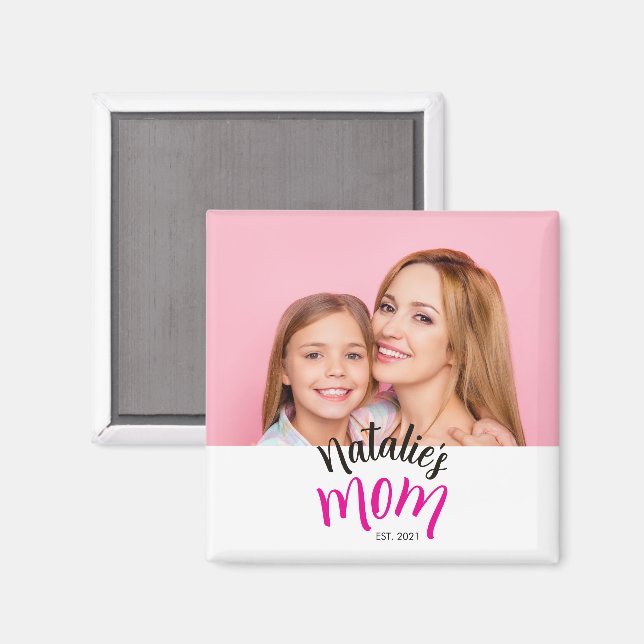 Mum Established Child Name Custom Year New Mama Magnet (Front/Back)