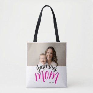 Mum Established Child Name Custom Year New Mama Tote Bag