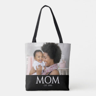 Mum Established Classic Caps Black Photo Tote Bag