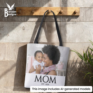 Mum Established Classic Caps White Photo Tote Bag