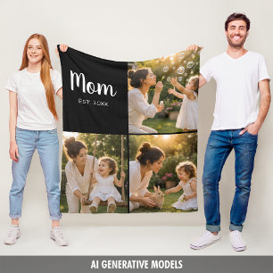 Mum Established Cosy Photo Memory Gift Fleece Blanket