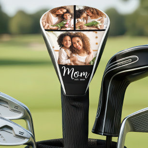 Mum Established Date Bold Script Modern 3 Photo Golf Head Cover