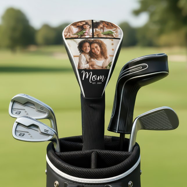 Mum Established Date Bold Script Modern 3 Photo Golf Head Cover (Creator Uploaded)