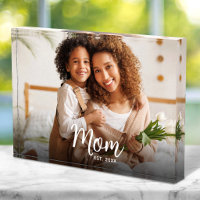 Mum Established Date Custom White Script Modern