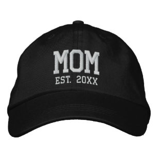 Mum Established date white custom athletic text Embroidered Hat