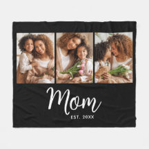 Mum Established Date White Script on Black 3 Photo