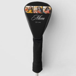 Mum Established Elegant Script 3 Photo Golf Head Cover