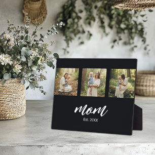 Mum Established Elegant Script Black 3 Plaque