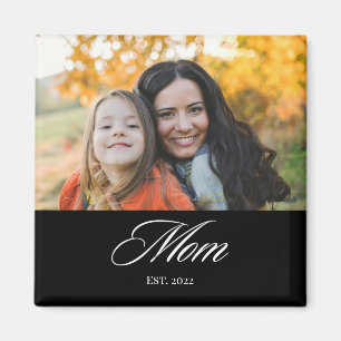 Mum Established Elegant Script Photo Mother's Day Magnet