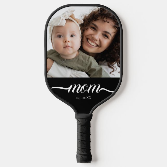 Mum Established Fun Script Photo Custom Pickleball Paddle (Front)
