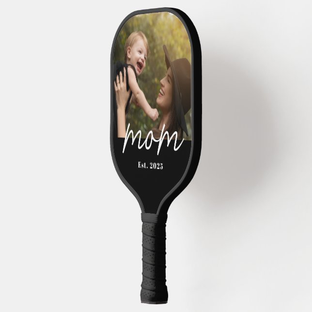 Mum Established Fun Script Photo Pickleball Paddle (Left)