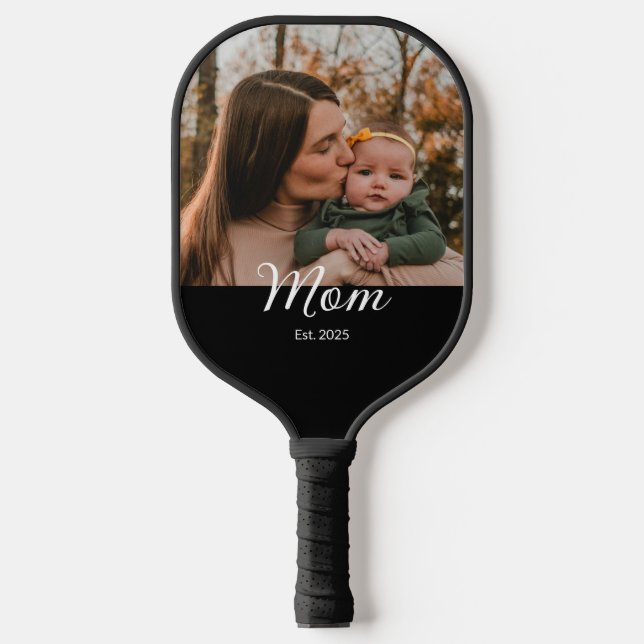 Mum Established Fun Script Photo Pickleball Paddle (Front)