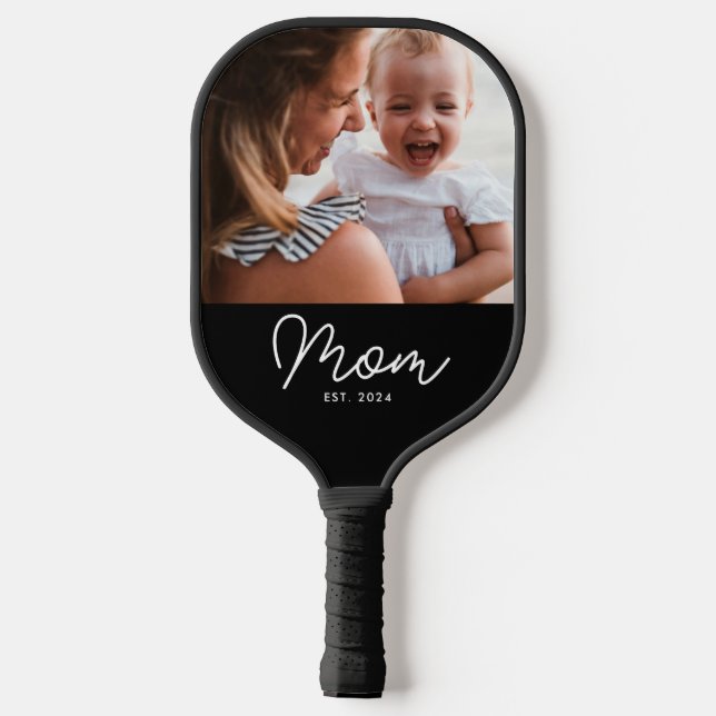 Mum Established Fun Script Photo Pickleball Paddle (Back)