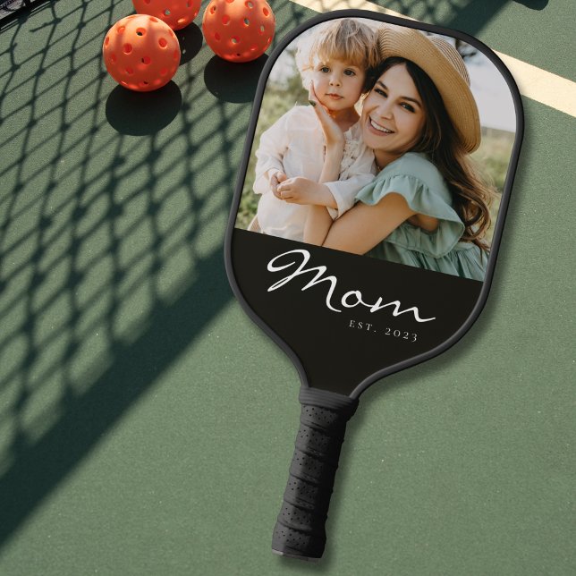 Mum Established Fun Script Photo Pickleball Paddle (Creator Uploaded)