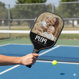 Mum Established Fun Script Photo Pickleball Paddle