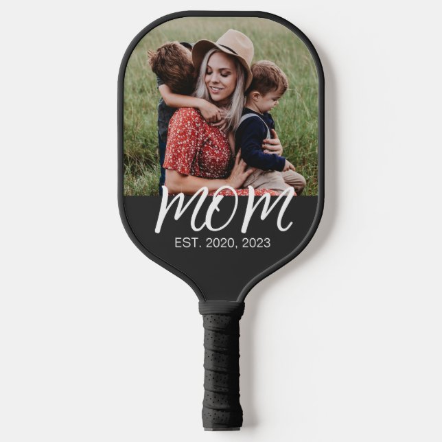 Mum Established Fun Script Photo Pickleball Paddle (Front)