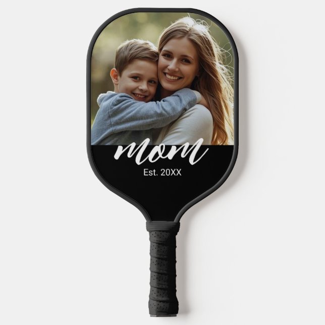 Mum Established Fun Script Photo Pickleball Paddle (Front)