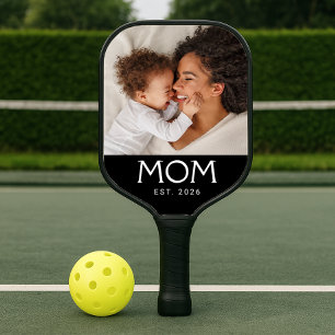 Mum Established Fun Typography Photo Pickleball Paddle