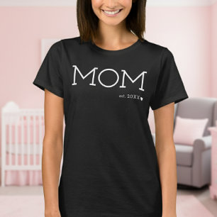 Mum Established Heart Black Minimal T-Shirt