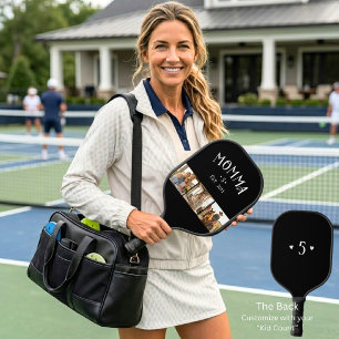 Mum Established Kid Count Chic Black 3 Photo Pickleball Paddle