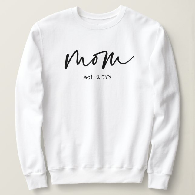 Mum Established Minimalist Typography Gift Sweatshirt (Design Front)