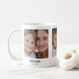 Mum Established Modern Black 3 Photo Coffee Mug