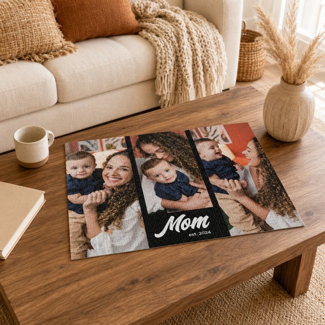 Mum Established Modern Black Photo Jigsaw Puzzle (Creator Uploaded)