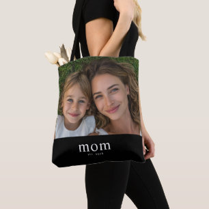 Mum Established Modern Black Photo Tote Bag