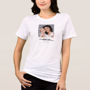Mum Established Modern Black Script Photo Elegant Tri-Blend Shirt