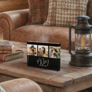 Mum Established Modern Bold Script Black 3 Photo Block