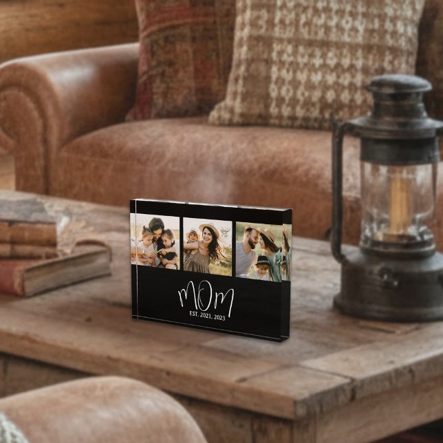Mum Established Modern Bold Script Black 3 Photo Block (Creator Uploaded)