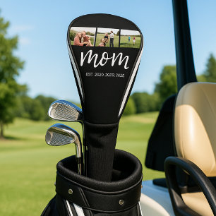 Mum Established Modern Bold Script Black 3 Photo Golf Head Cover