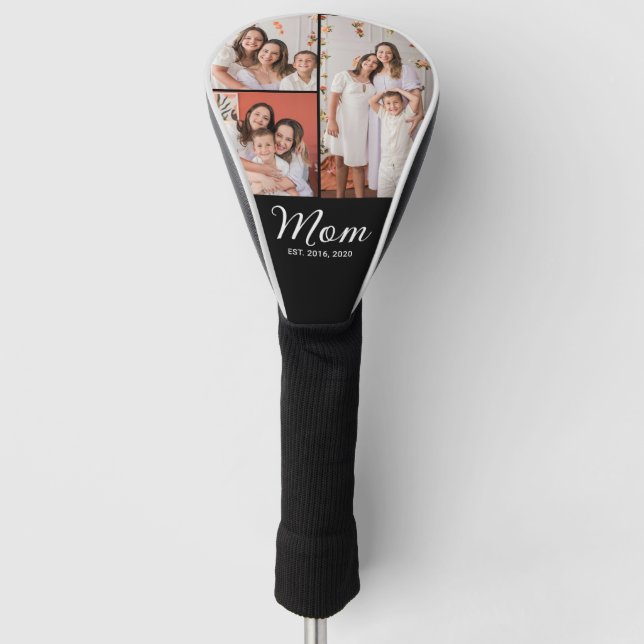 Mum Established Modern Bold Script Black 3 Photo  Golf Head Cover (Front)