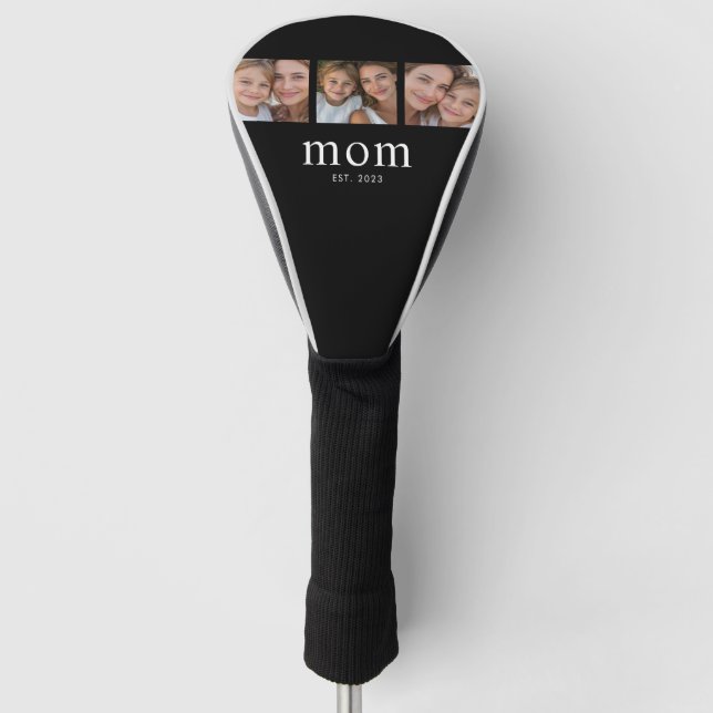 Mum Established Modern Bold Script Black 3 Photo Golf Head Cover (Front)