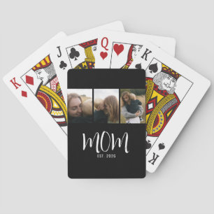 Mum Established Modern Bold Script Black 3 Photo P Playing Cards