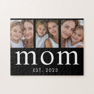 Mum Established Modern Minimal 3 Photo Jigsaw Puzzle