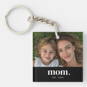 Mum Established Modern Minimal Photo Key Ring